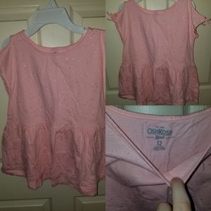 Girl's Light Pink Glitter Peplum Top